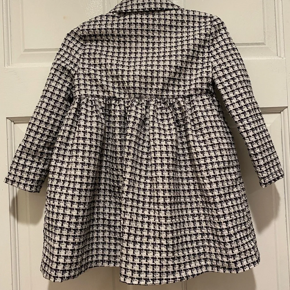 Black and White Pea Coat with Classic Houndstooth Pattern